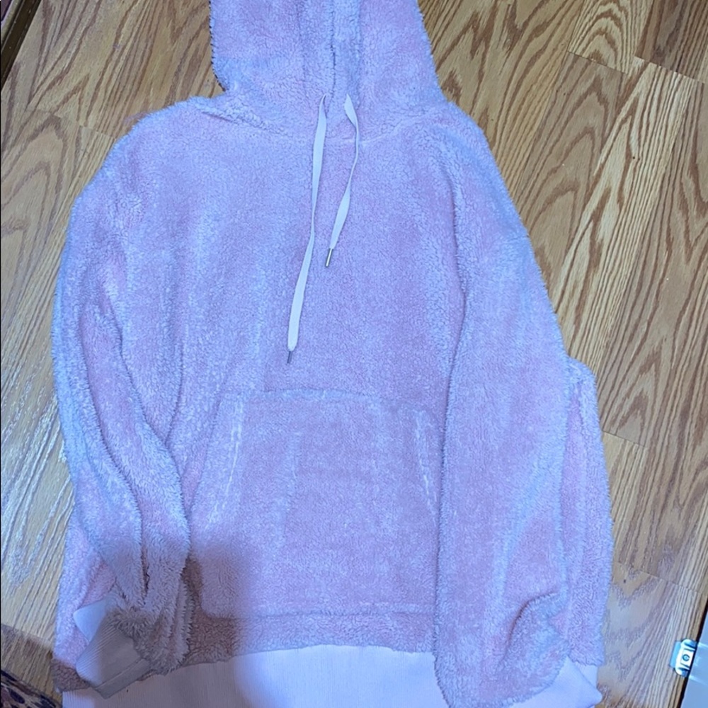 Cute soft pink sweater with hood! Never worn!